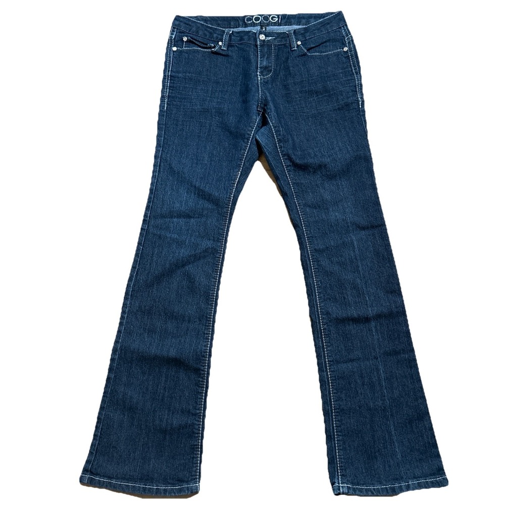Coogi Jeans Women's 7/8 Dark Wash Flared Leg Embroidered Low Rise Designer